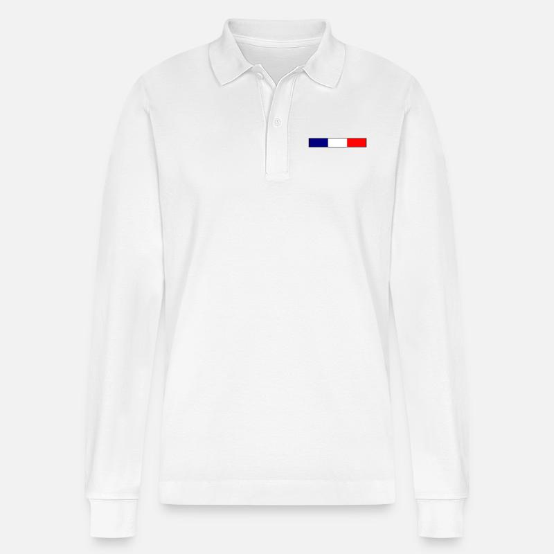 Frankreich Flagge - Stanley/Stella Unisex Bio-Langarm-Poloshirt Prepster - Weiß
