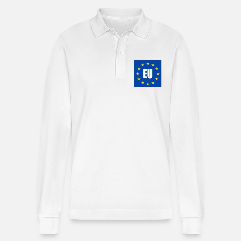 Eu flagge - Stanley/Stella Unisex Bio-Langarm-Poloshirt Prepster - Weiß