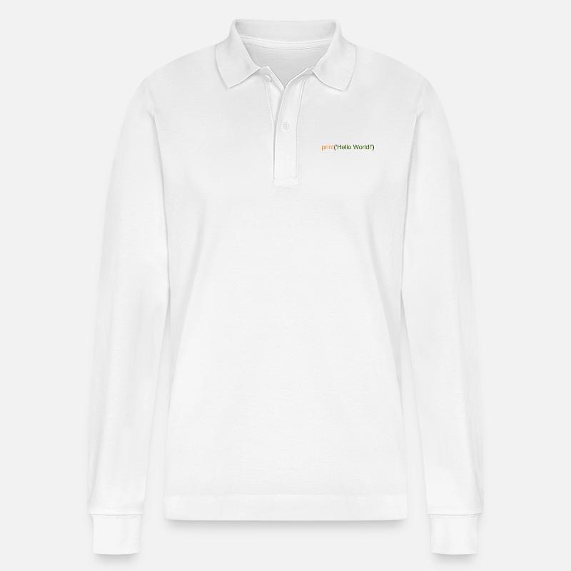 Hello World Python - Stanley/Stella Organic Unisex Long-Sleeved Polo Shirt Prepster - white