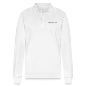 Medizin macht Spaß - Stanley/Stella Unisex Bio-Langarm-Poloshirt Prepster - Weiß - Vorne - Anna (173cm) & Nico (186cm)