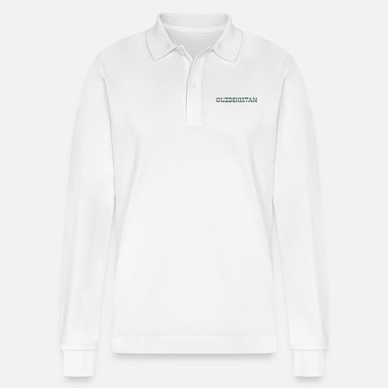 Flagge von Usbekistan - Stanley/Stella Unisex Bio-Langarm-Poloshirt Prepster - Weiß