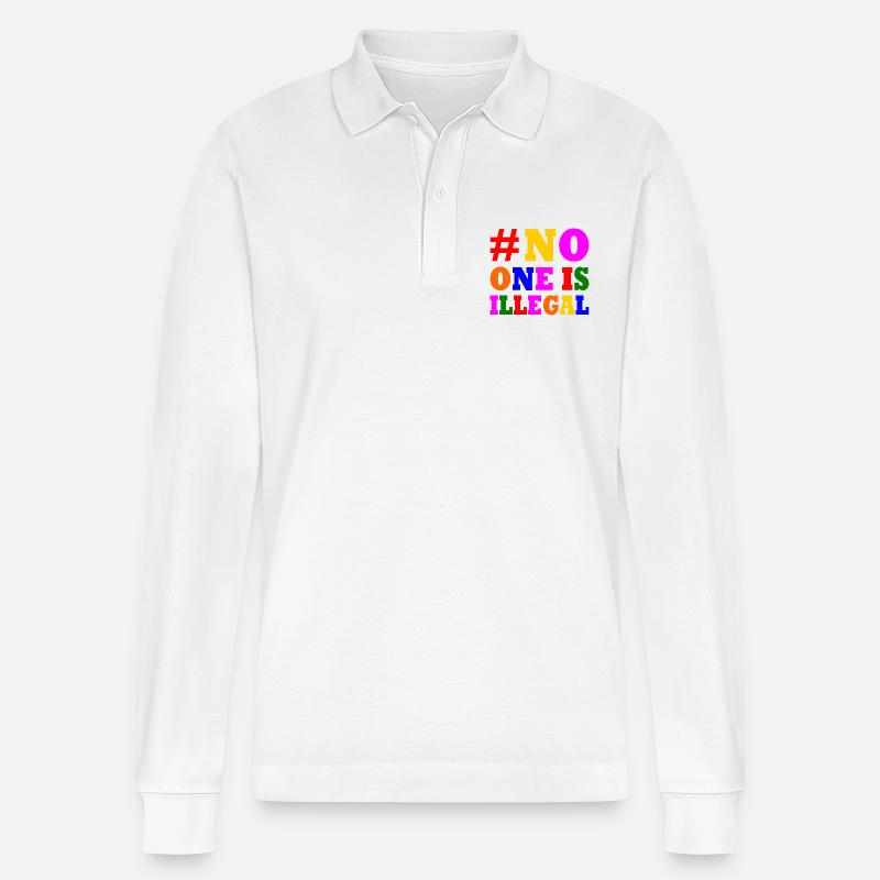 No one is illegal - Stanley/Stella Unisex Bio-Langarm-Poloshirt Prepster - Weiß