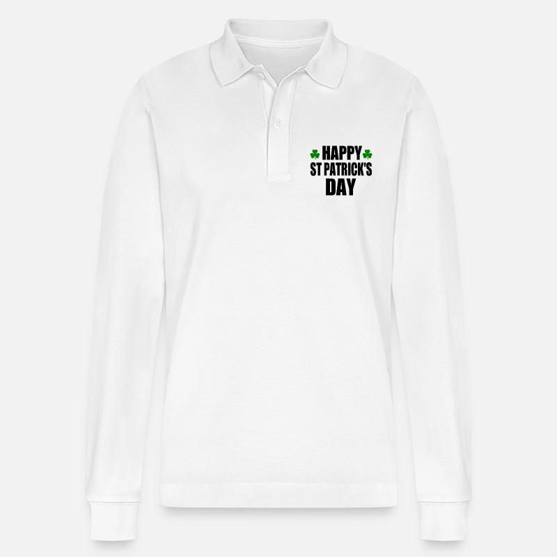 happy st patrick's day - Stanley/Stella Unisex Bio-Langarm-Poloshirt Prepster - Weiß