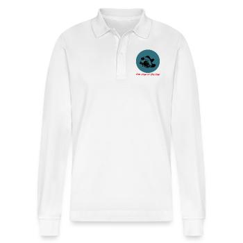 The saw is the law. The saw makes the rules. - Stanley/Stella Organic Unisex Long-Sleeved Polo Shirt Prepster - white - Front - Anna (173cm) & Nico (186cm)