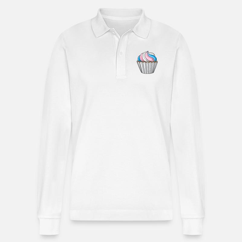 Transgender Pride Cupcake - Stanley/Stella Unisex Bio-Langarm-Poloshirt Prepster - Weiß
