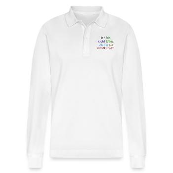 Ich bin nicht klein - Stanley/Stella Unisex Bio-Langarm-Poloshirt Prepster - Weiß - Vorne - Anna (173cm) & Nico (186cm)