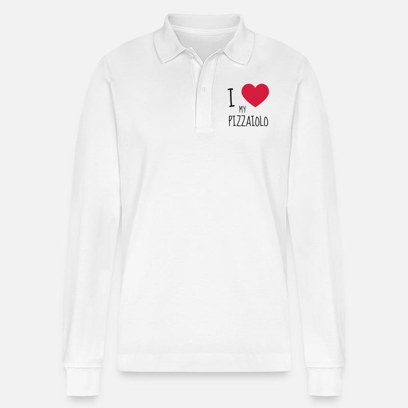 Pizza / pizzaiolo / Italien / Burger - Stanley/Stella Unisex Bio-Langarm-Poloshirt Prepster - Weiß