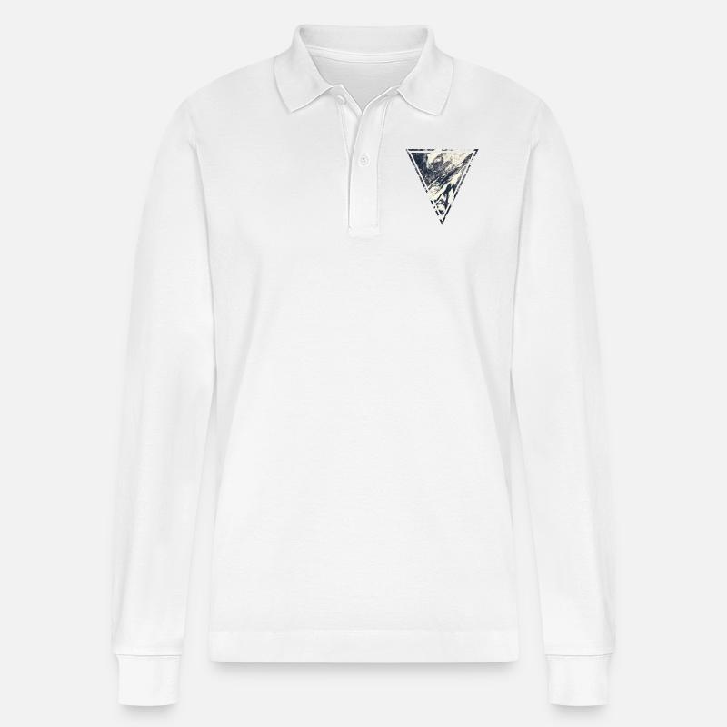 Marmor Dreieck - Stanley/Stella Unisex Bio-Langarm-Poloshirt Prepster - Weiß