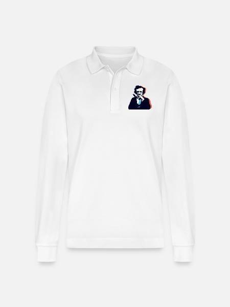 Edgar Allan Poe Thinking - Stanley/Stella Organic Unisex Long-Sleeved Polo Shirt Prepster - white