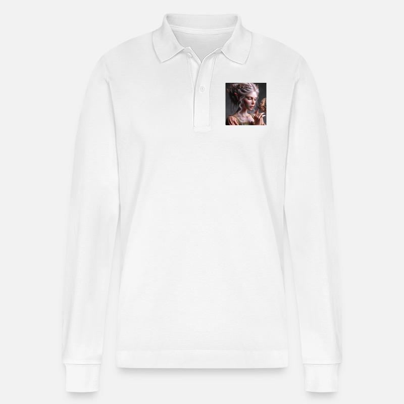 Fee und Schmetterling. - Stanley/Stella Unisex Bio-Langarm-Poloshirt Prepster - Weiß