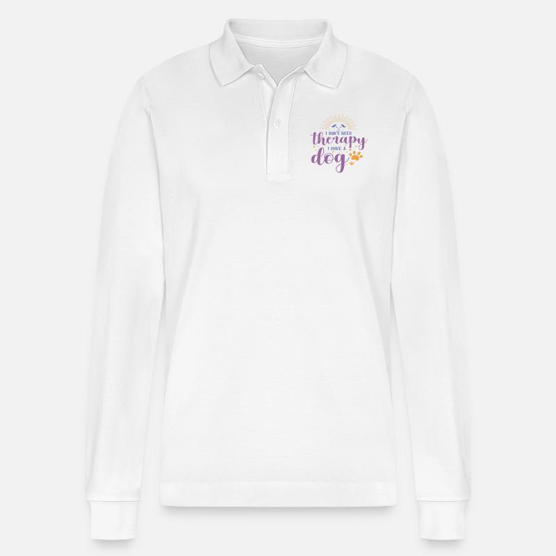 No Therapy - Stanley/Stella Unisex Bio-Langarm-Poloshirt Prepster - Weiß