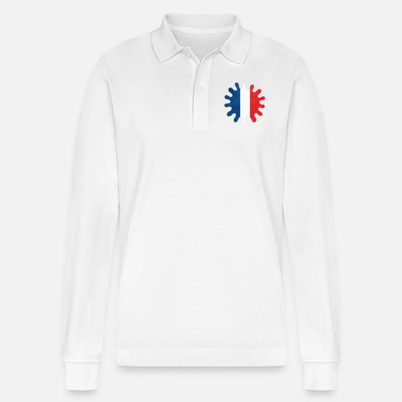 frankreich farbklecks - Stanley/Stella Unisex Bio-Langarm-Poloshirt Prepster - Weiß