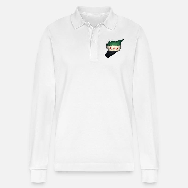 flagge syrien - Stanley/Stella Unisex Bio-Langarm-Poloshirt Prepster - Weiß