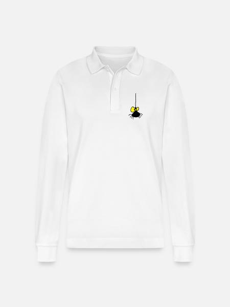 Grumpy Spider Zweifarbiges Design - Stanley/Stella Unisex Bio-Langarm-Poloshirt Prepster - Weiß