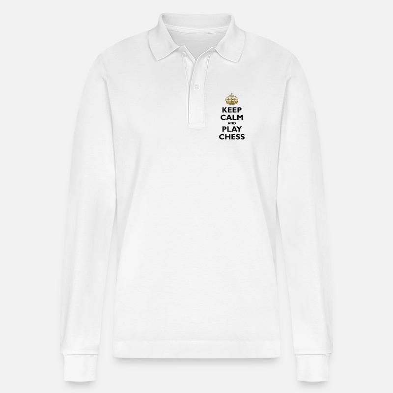 Keep calm and play chess - Stanley/Stella Unisex Bio-Langarm-Poloshirt Prepster - Weiß