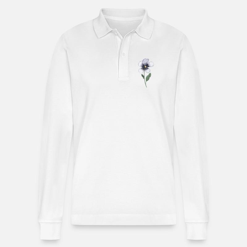 Viola del pensiero - Polo a manica lunga ecologica unisex Prepster di Stanley/Stella - bianco