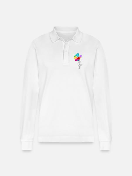 Bouquet of heart-shaped balloons - Stanley/Stella Organic Unisex Long-Sleeved Polo Shirt Prepster - white