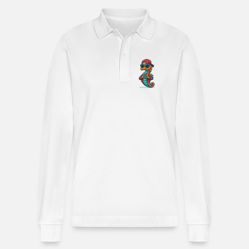 Herzreiter Seepferdchen - Stanley/Stella Unisex Bio-Langarm-Poloshirt Prepster - Weiß