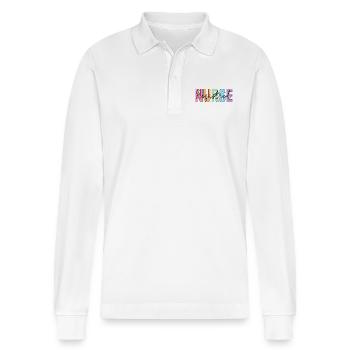 Chemise d’infirmière autorisée, infirmière personnalisée - Polo à manches longues bio PREPSTER Stanley/Stella Unisexe - blanc - Devant - Anna (173cm) & Nico (186cm)