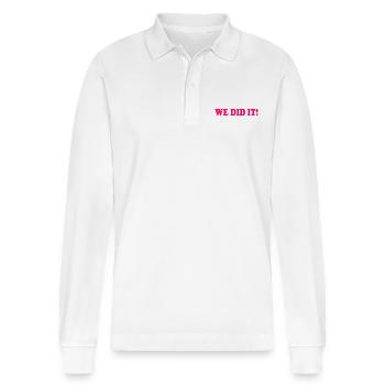 We did it - Stanley/Stella Organic Unisex Long-Sleeved Polo Shirt Prepster - white - Front - Anna (173cm) & Nico (186cm)