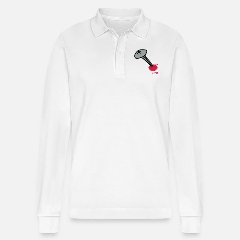wunde_3c - Stanley/Stella Unisex Bio-Langarm-Poloshirt Prepster - Weiß