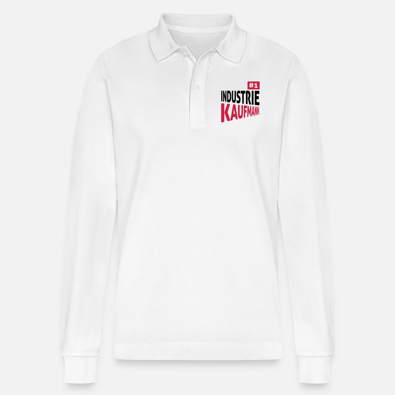 Industriekaufmann - Stanley/Stella Unisex Bio-Langarm-Poloshirt Prepster - Weiß