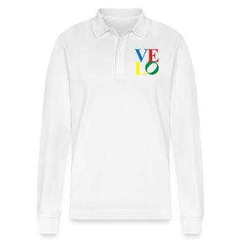 velo - love 4-farb - Stanley/Stella Unisex Bio-Langarm-Poloshirt Prepster - Weiß - Vorne - Anna (173cm) & Nico (186cm)