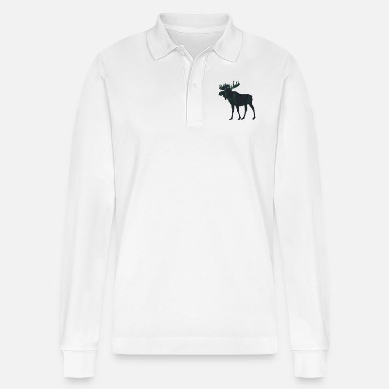 Elch - Stanley/Stella Unisex Bio-Langarm-Poloshirt Prepster - Weiß