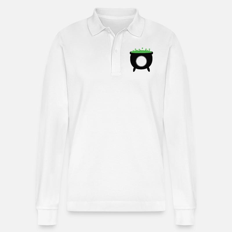 Witches Cauldron Monogramm - Stanley/Stella Unisex Bio-Langarm-Poloshirt Prepster - Weiß