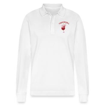 Trinkerbell lustige Fee im Rotweinglas - Stanley/Stella Unisex Bio-Langarm-Poloshirt Prepster - Weiß - Vorne - Anna (173cm) & Nico (186cm)