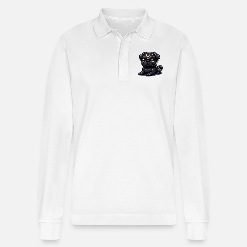 Mondhüter Mops - Stanley/Stella Unisex Bio-Langarm-Poloshirt Prepster - Weiß
