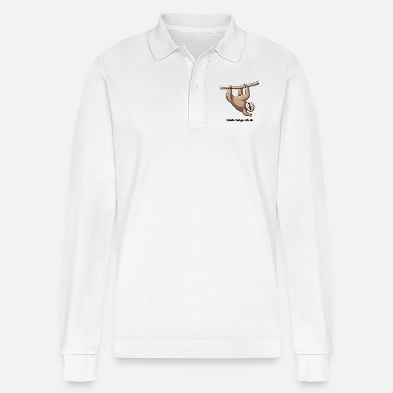 Faultier - Stanley/Stella Unisex Bio-Langarm-Poloshirt Prepster - Weiß