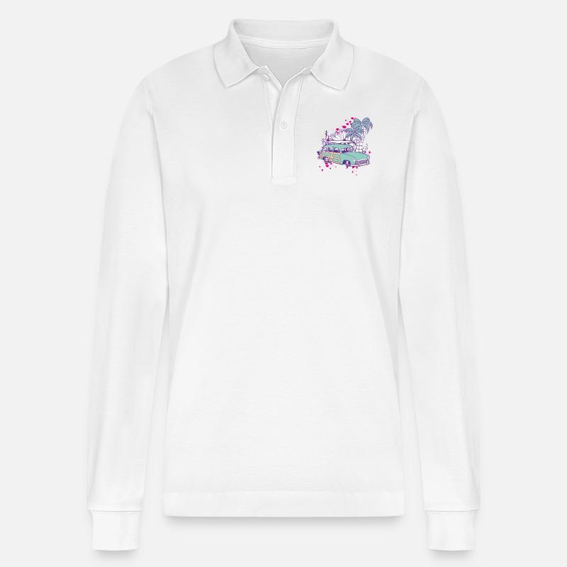 Oldtimer beach - Stanley/Stella Unisex Bio-Langarm-Poloshirt Prepster - Weiß