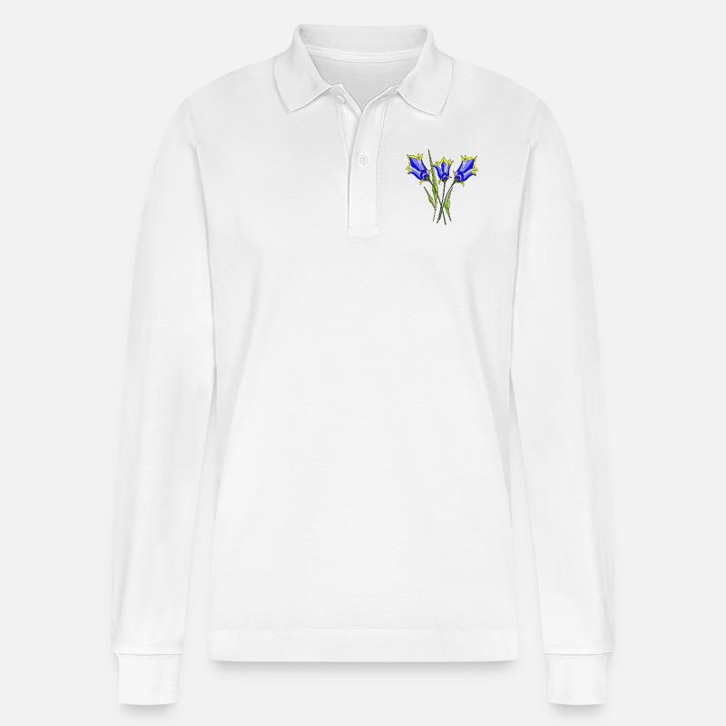 Blumen - Stanley/Stella Unisex Bio-Langarm-Poloshirt Prepster - Weiß