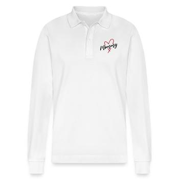 Mommy - Stanley/Stella Organic Unisex Long-Sleeved Polo Shirt Prepster - white - Front - Anna (173cm) & Nico (186cm)