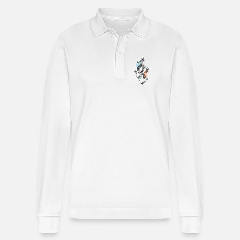 Abstrakt - Stanley/Stella Unisex Bio-Langarm-Poloshirt Prepster - Weiß