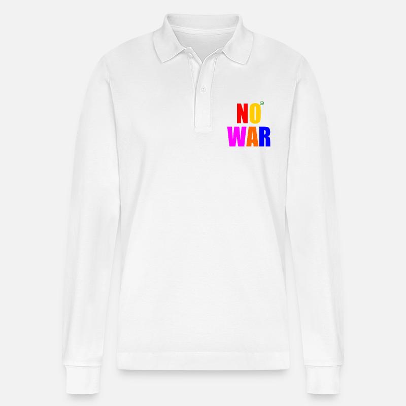 No war - Stanley/Stella Unisex Bio-Langarm-Poloshirt Prepster - Weiß