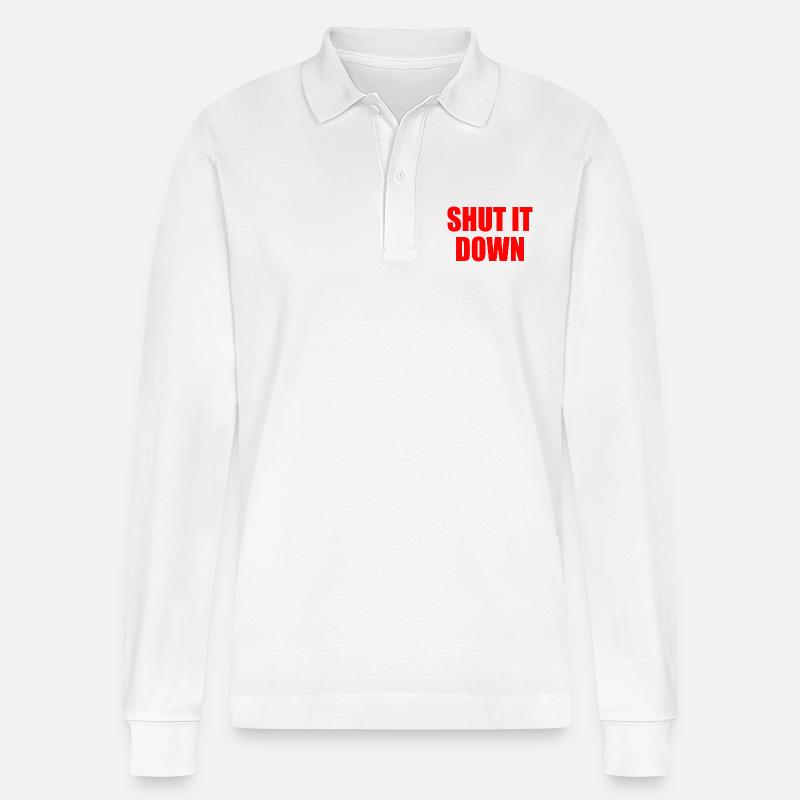 Shut it down - Stanley/Stella Unisex Bio-Langarm-Poloshirt Prepster - Weiß