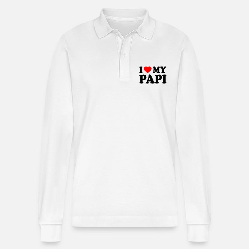 I love my papi - Stanley/Stella Unisex Bio-Langarm-Poloshirt Prepster - Weiß