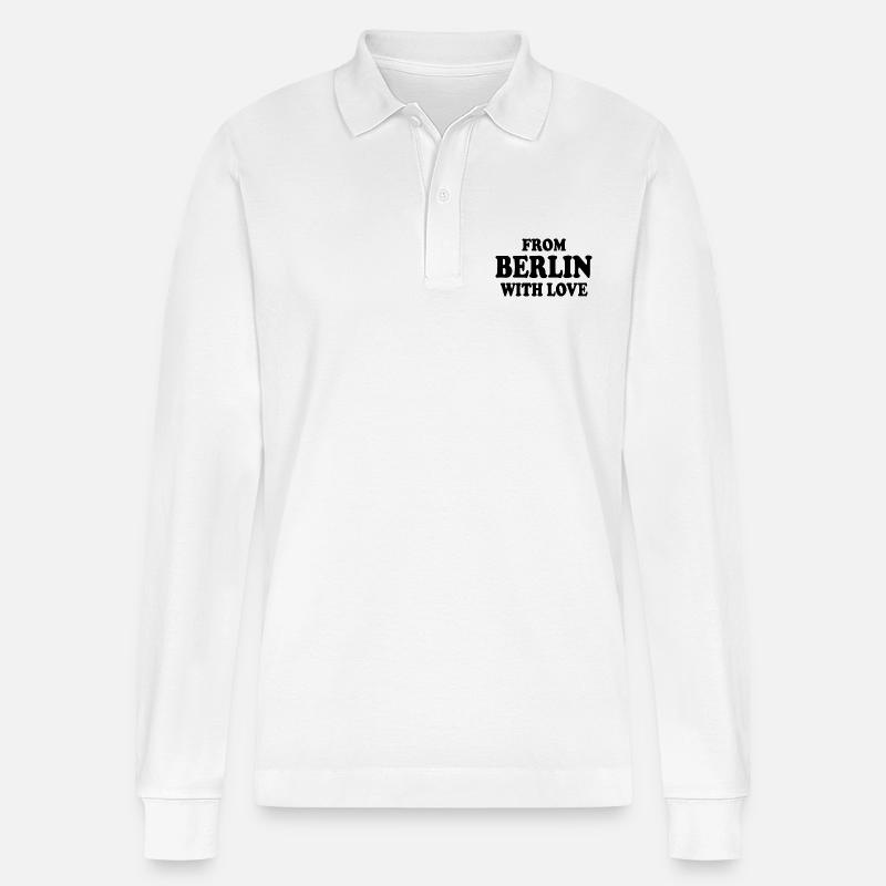 From berlin with love - Stanley/Stella Unisex Bio-Langarm-Poloshirt Prepster - Weiß