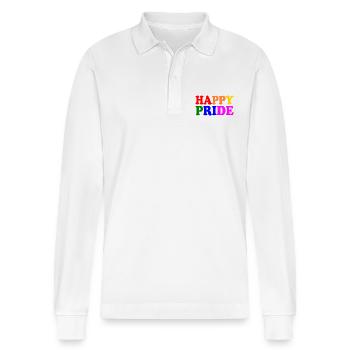 Happy pride - Polo à manches longues bio PREPSTER Stanley/Stella Unisexe - blanc - Devant - Anna (173cm) & Nico (186cm)