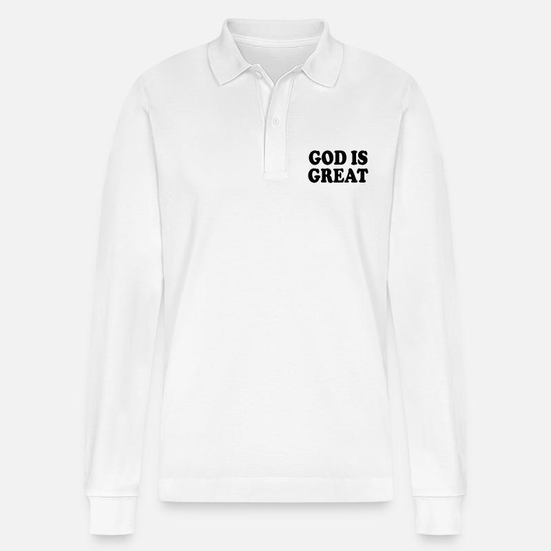 god is great - Stanley/Stella Unisex Bio-Langarm-Poloshirt Prepster - Weiß