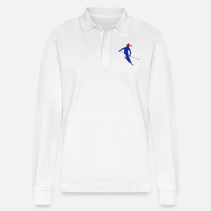 skifahrer - Stanley/Stella Unisex Bio-Langarm-Poloshirt Prepster - Weiß