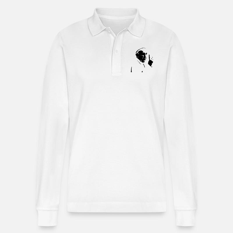 papst pace - Polo a manica lunga ecologica unisex Prepster di Stanley/Stella - bianco