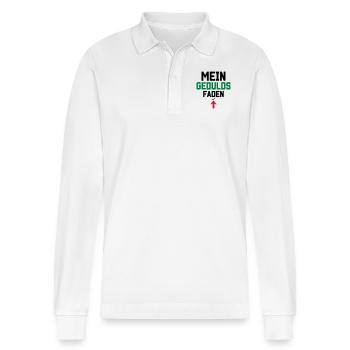 MEIN GEDULDSFADEN - KURZER GEDULDSFADEN - Stanley/Stella Unisex Bio-Langarm-Poloshirt Prepster - Weiß - Vorne - Anna (173cm) & Nico (186cm)