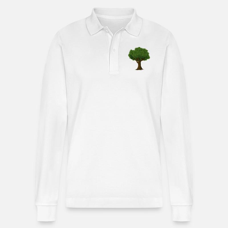 Baum - Stanley/Stella Unisex Bio-Langarm-Poloshirt Prepster - Weiß
