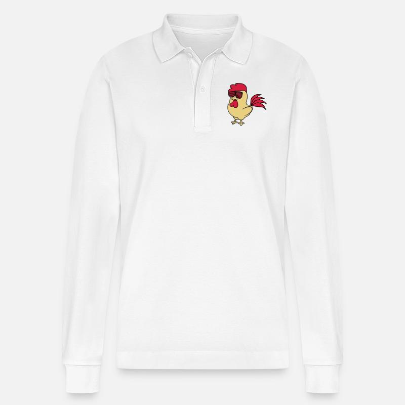 cooler_hahn_02 - Stanley/Stella Unisex Bio-Langarm-Poloshirt Prepster - Weiß
