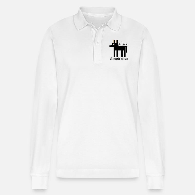 Schwarzer Schäferhund - Stanley/Stella Unisex Bio-Langarm-Poloshirt Prepster - Weiß