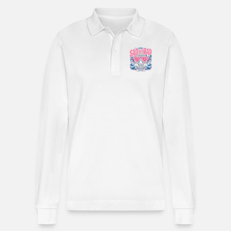 Melancholie mit Stil - Stanley/Stella Unisex Bio-Langarm-Poloshirt Prepster - Weiß