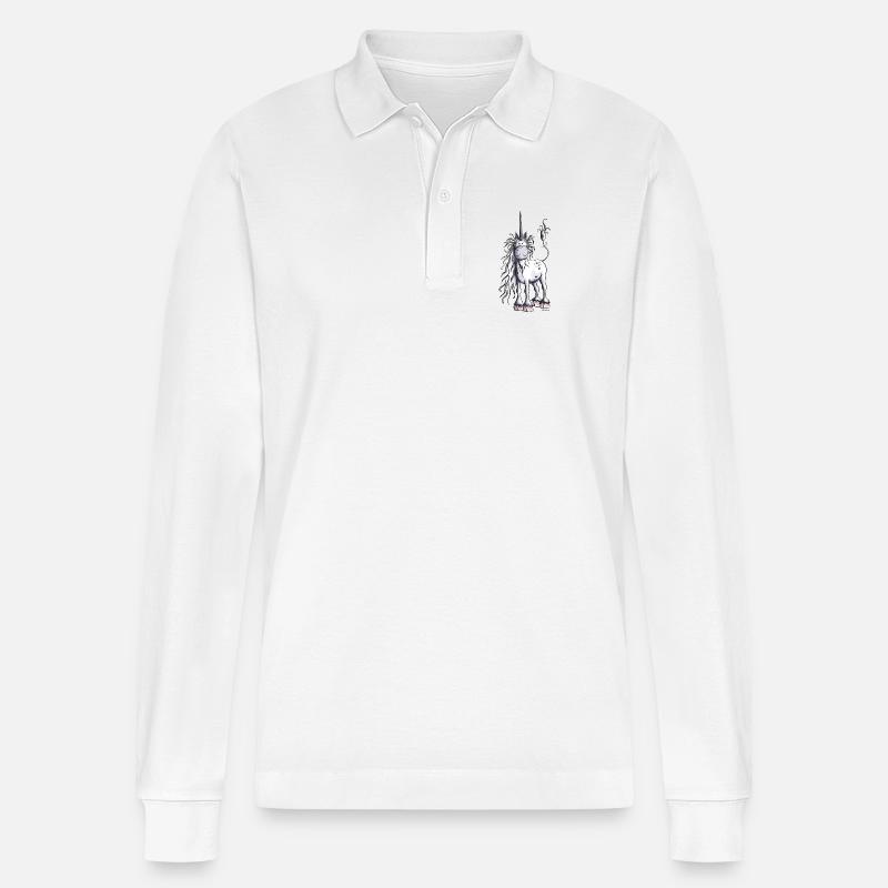 Es ist Einhorn Zeit - Stanley/Stella Unisex Bio-Langarm-Poloshirt Prepster - Weiß